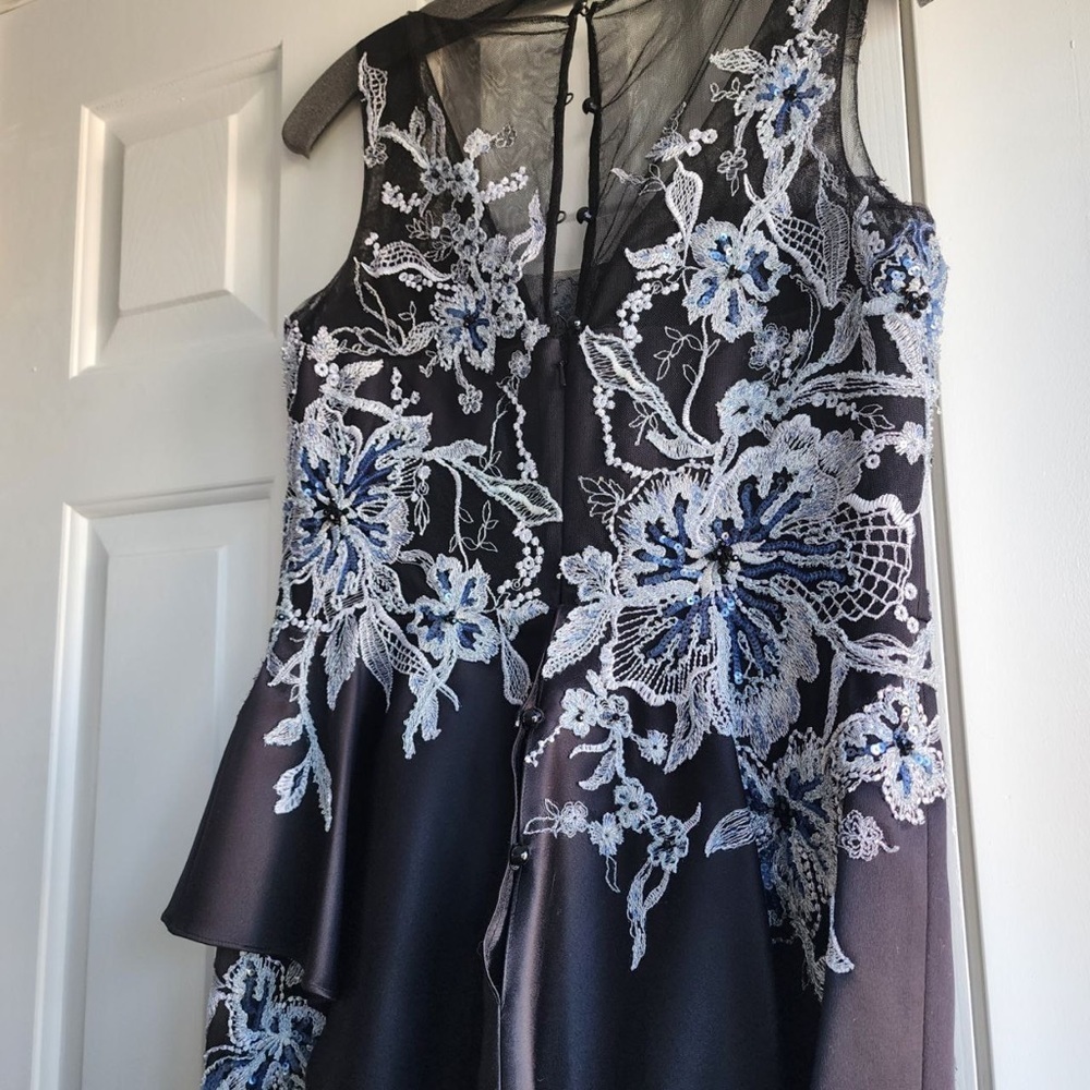 Teri Jon by Rickie Freeman Embroidered Peplum Gown, Size 8 - Picture 5 of 6